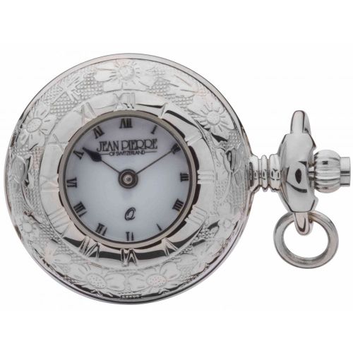 Polished Chrome Half Hunter Pendant Necklace Watch