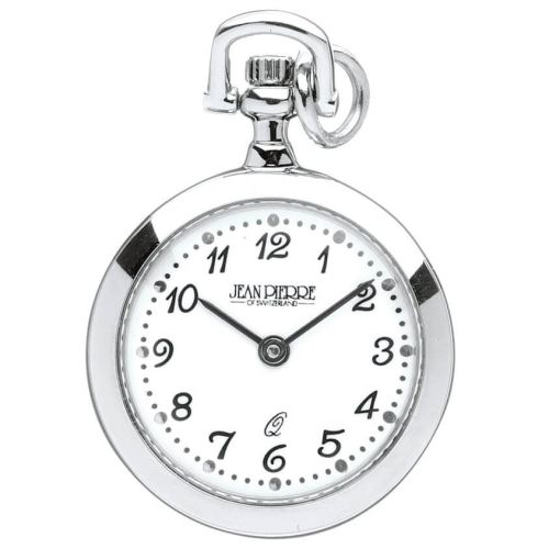 Polished Chrome Open Face Quartz Pendant Watch