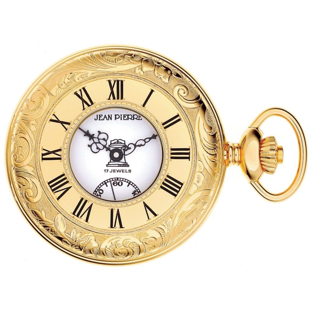 Gold Toned Masonic Half Hunter Mechanical Pocket Watch