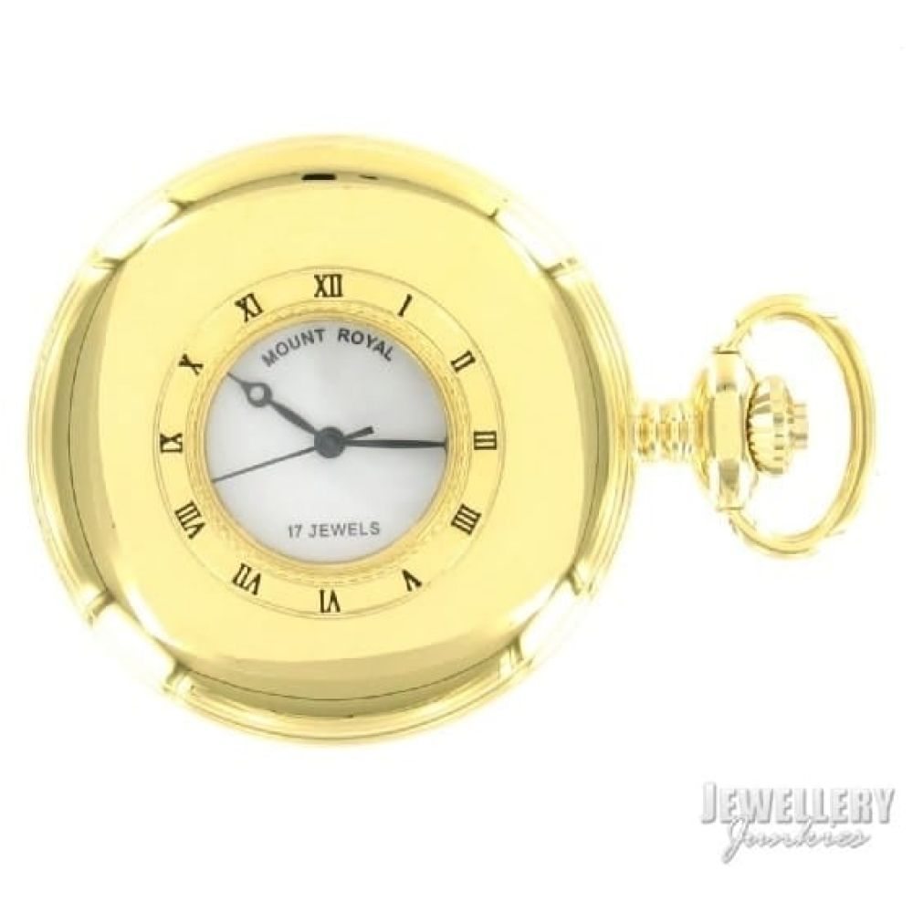 Gold Tone 17 Jewel Half Hunter Mechanical Pocket Watch