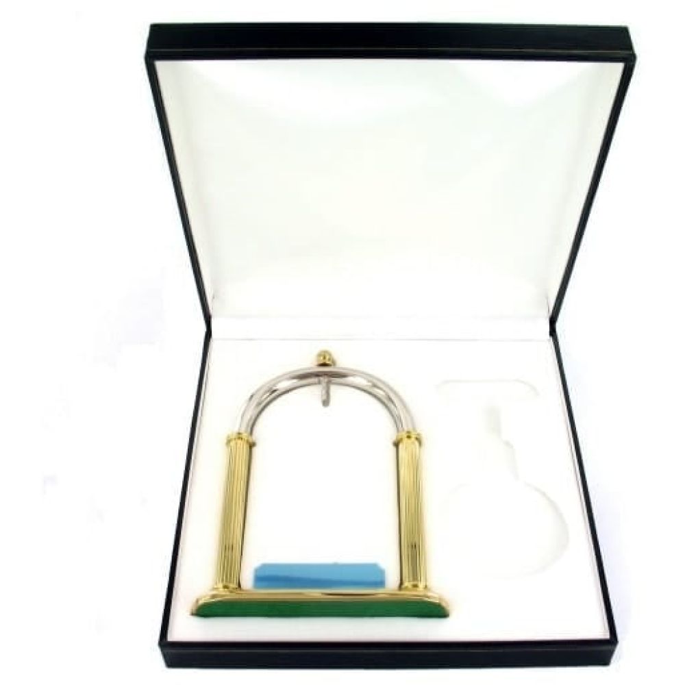 Two Tone Gold Plated Pocket Watch Stand with Engraving Plate