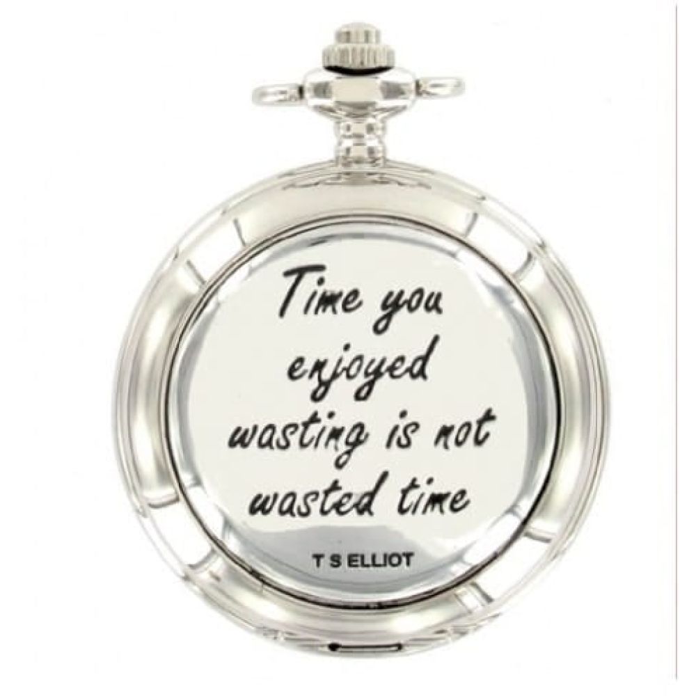 T S Elliot Chrome Pewter Double Hunter Mechanical Pocket Watch
