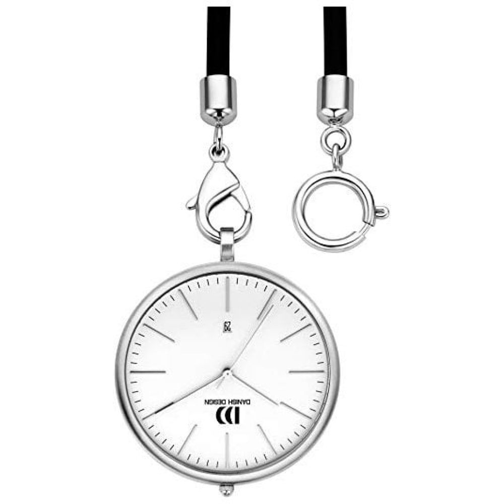 White Face Chrome Plated Pocket Watch with Rubber Strap