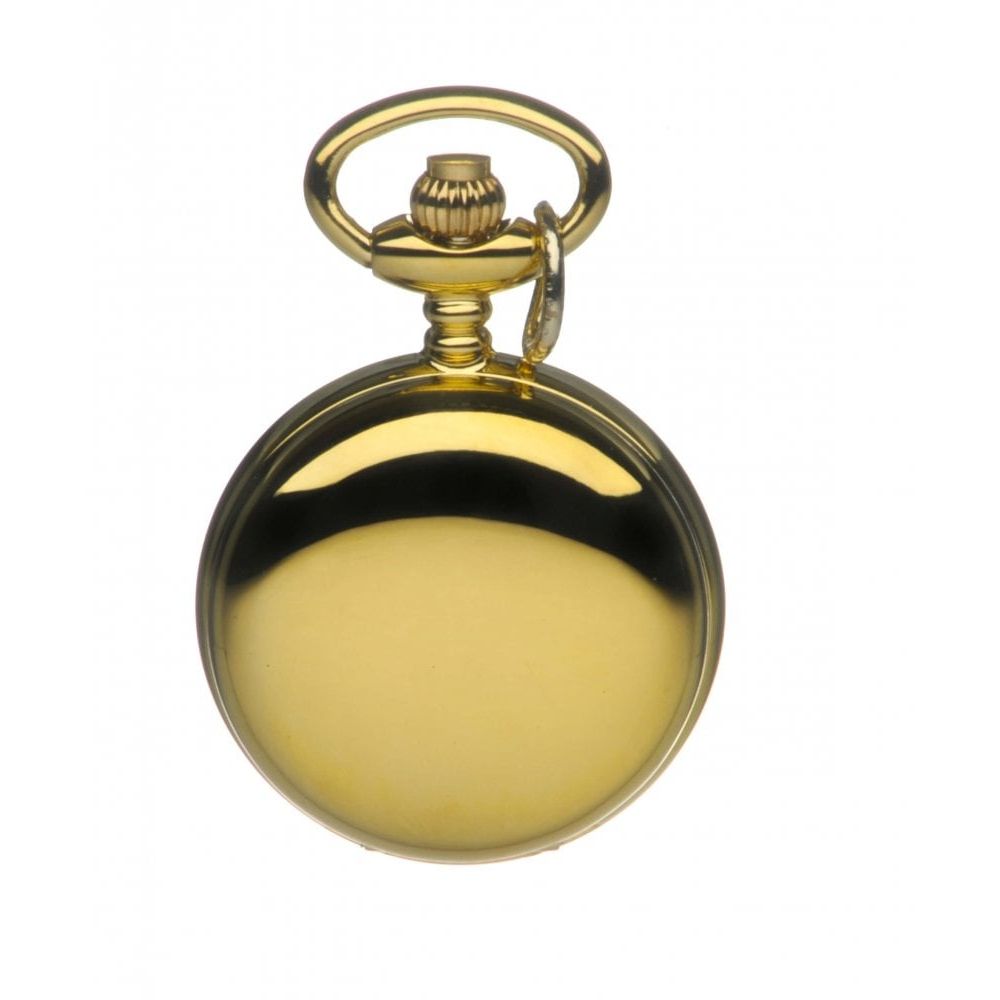 Gold Tone Full Hunter Quartz Pendant Necklace Watch With Roman Indexes