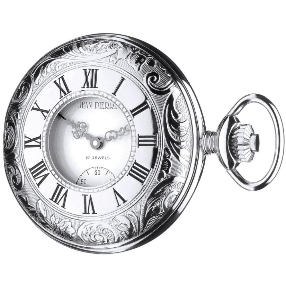 Polished Chrome Half Hunter Mechanical Pocket Watch