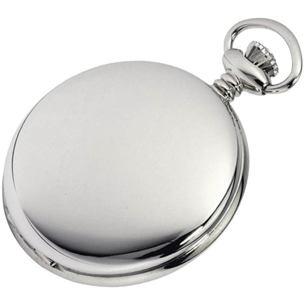 Polished Chrome Plated Full Hunter Mechanical 17 Jewel Pocket Watch