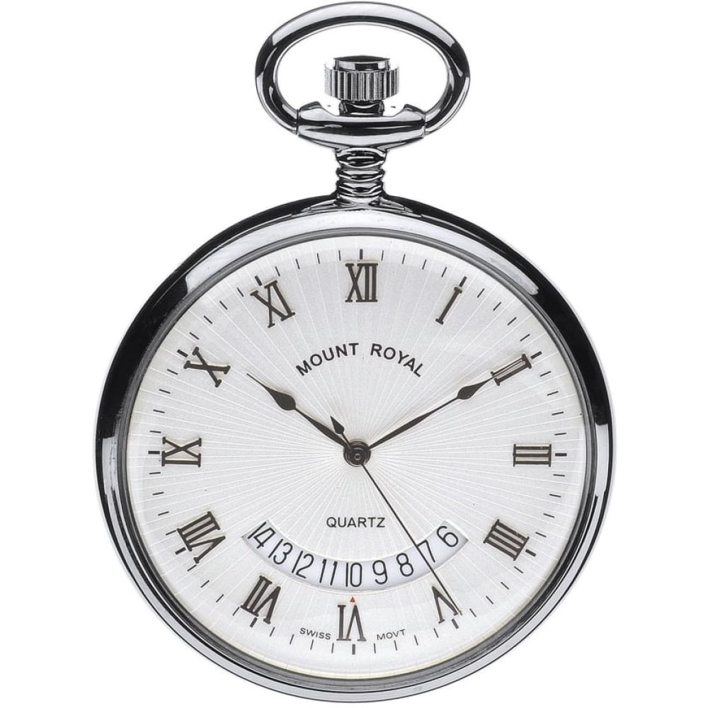 Quartz Open Face Chrome Plated Pocket Watch