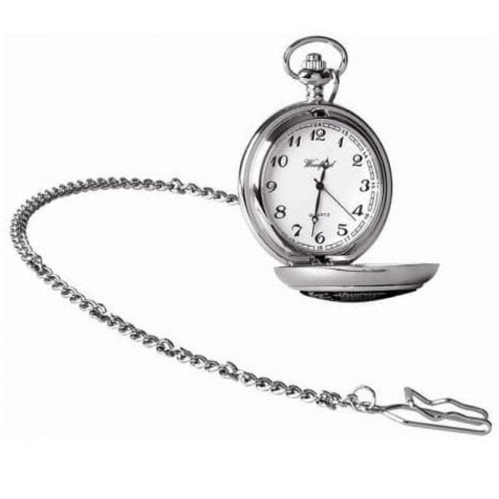 Chrome Finish & Gold Irish Shamrock Full Hunter Pocket Watch