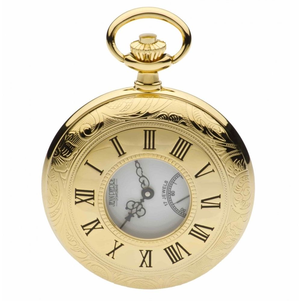Gold Toned Half Hunter Mechanical Pocket Watch