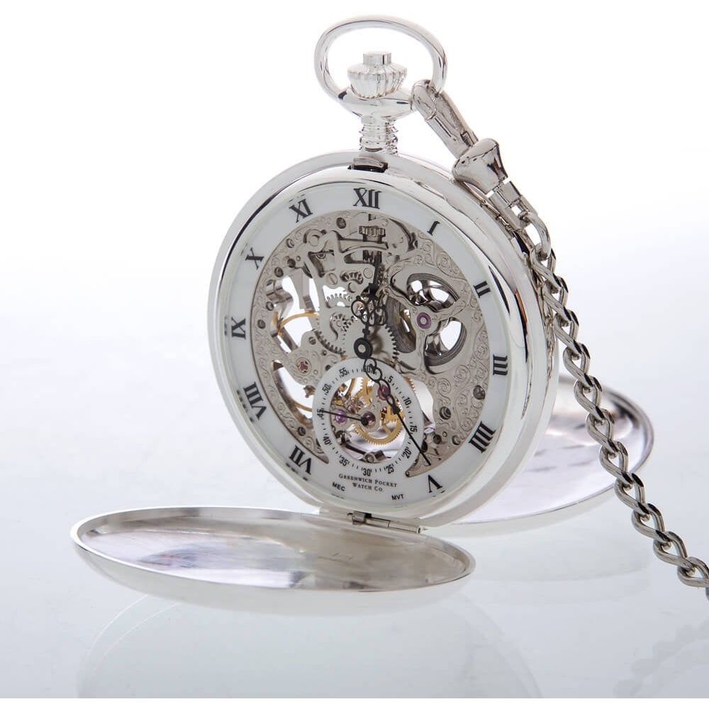 The Beaulieu - Sterling Silver Heartbeat Window Double Hunter Pocket Watch