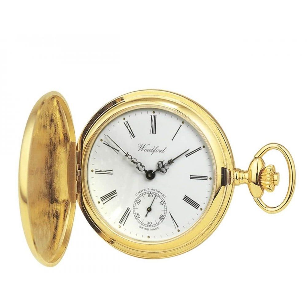 Gold Plated 17 Jewel Swiss Mechanical Full Hunter Pocket Watch