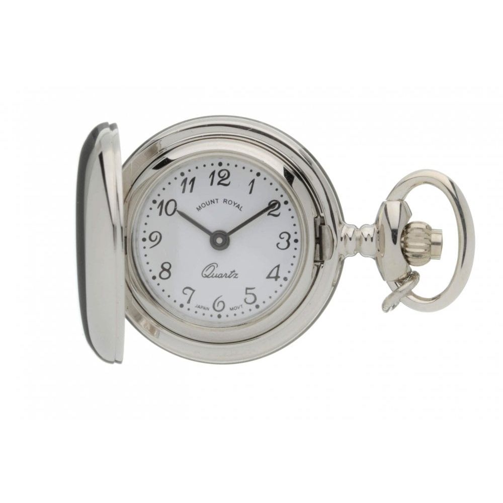 Silver Tone Full Hunter Quartz Pendant Necklace Watch With Arabic Indexes