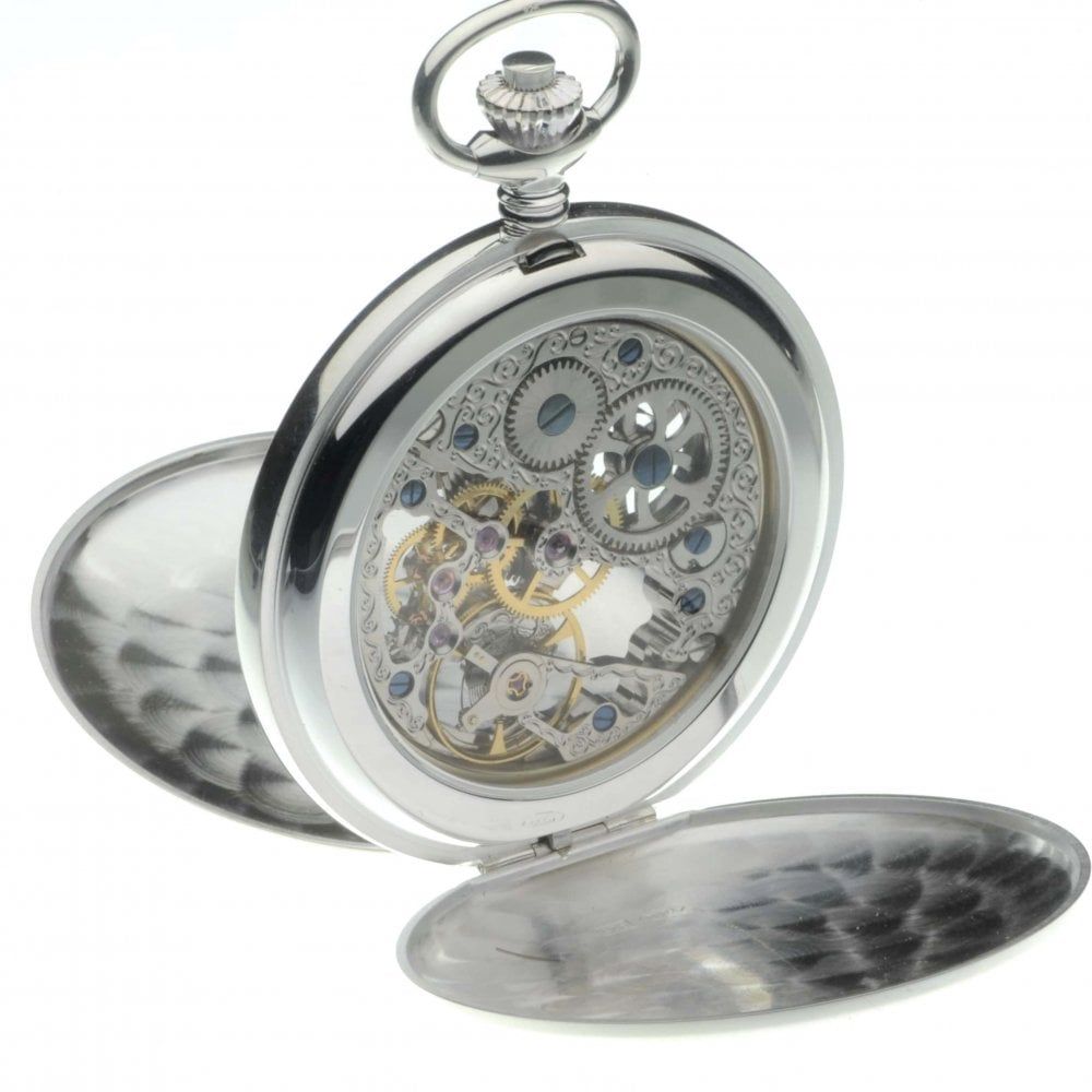 Silver double hunter pocket watch 2025