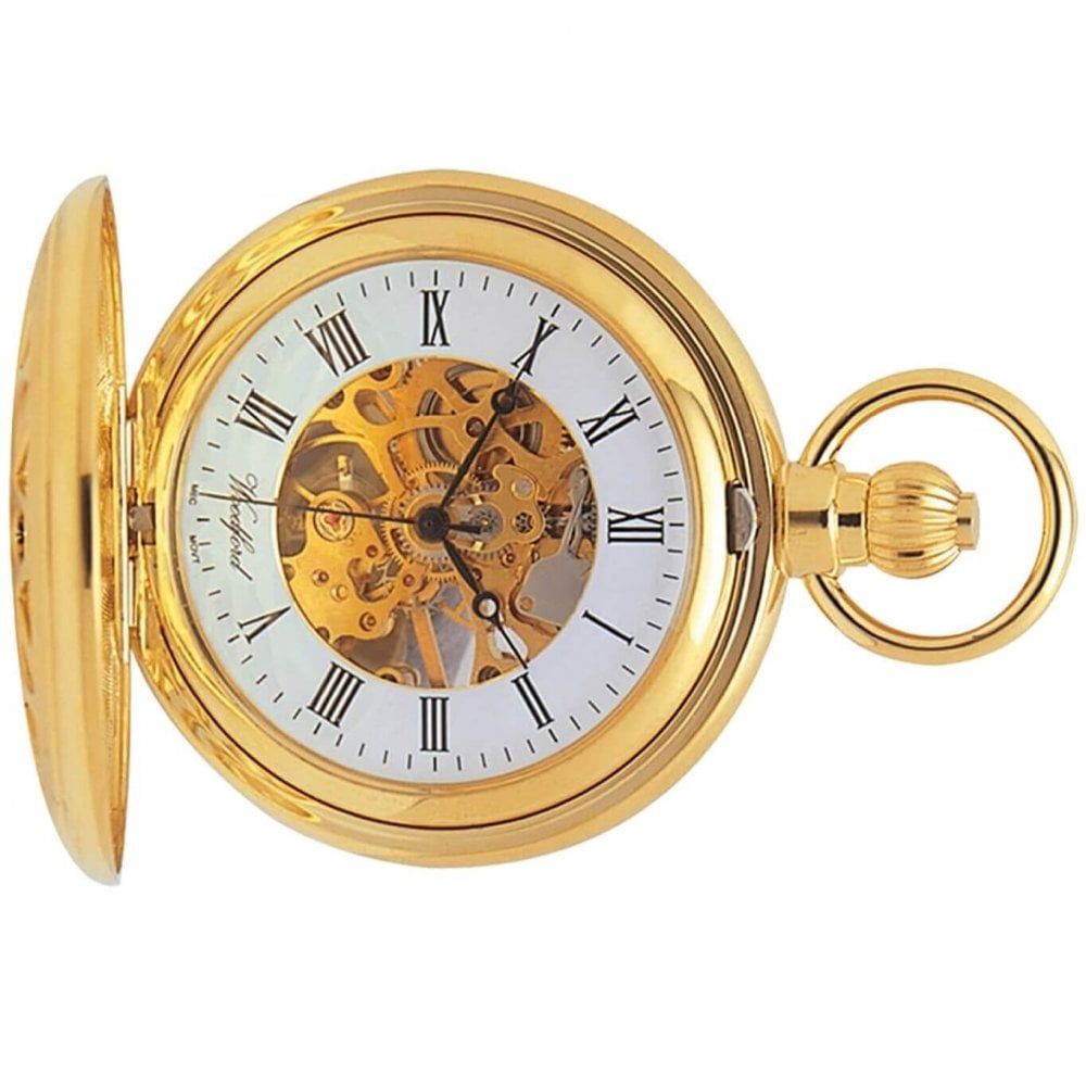 Gold Plated 17 Jewel Mechanical Full Hunter Pocket Watch