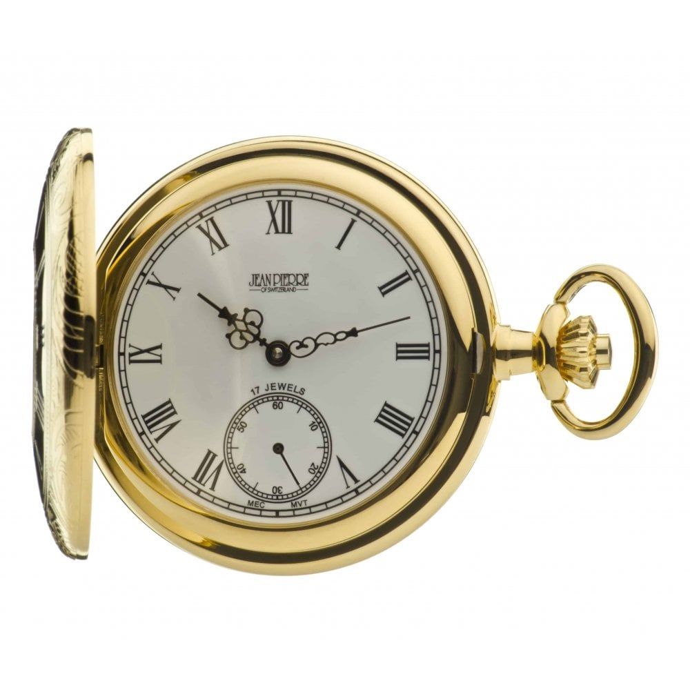 Gold Toned Half Hunter Mechanical Pocket Watch
