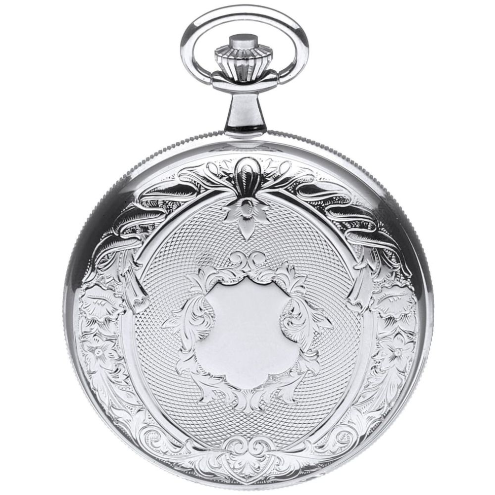 Polished Chrome Double Hunter Mechanical Pocket Watch