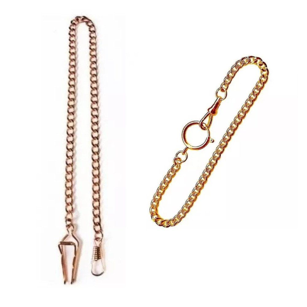 Rose Gold Plated Two Chain Bundle Belt Loop & Bolt Ring