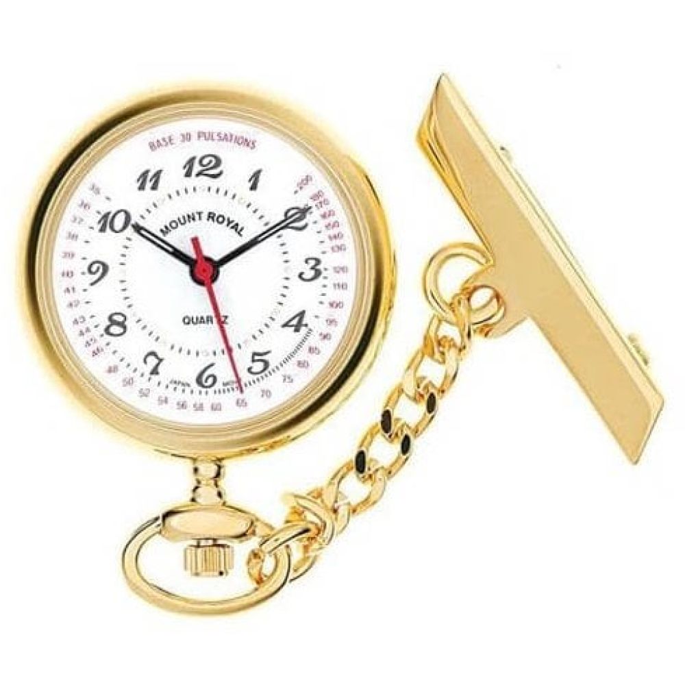 Gold Tone Open Face Quartz Fob Watch