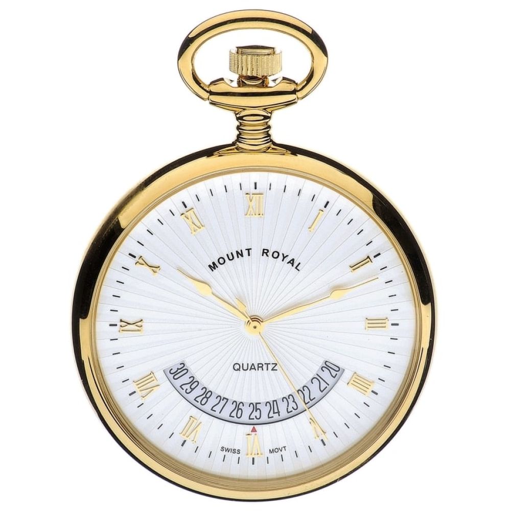 Swiss Quartz Open Face Gold Plated Pocket Watch