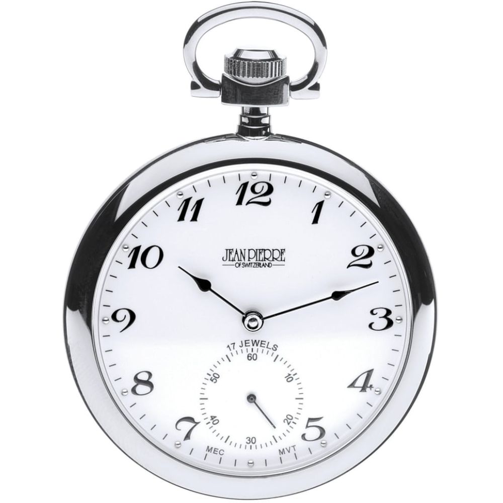 Open Face Polished Chrome Mechanical Pocket Watch