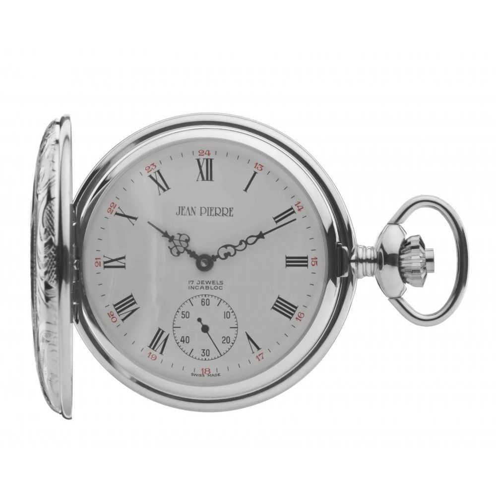 Polished Chrome Half Hunter Mechanical Pocket Watch