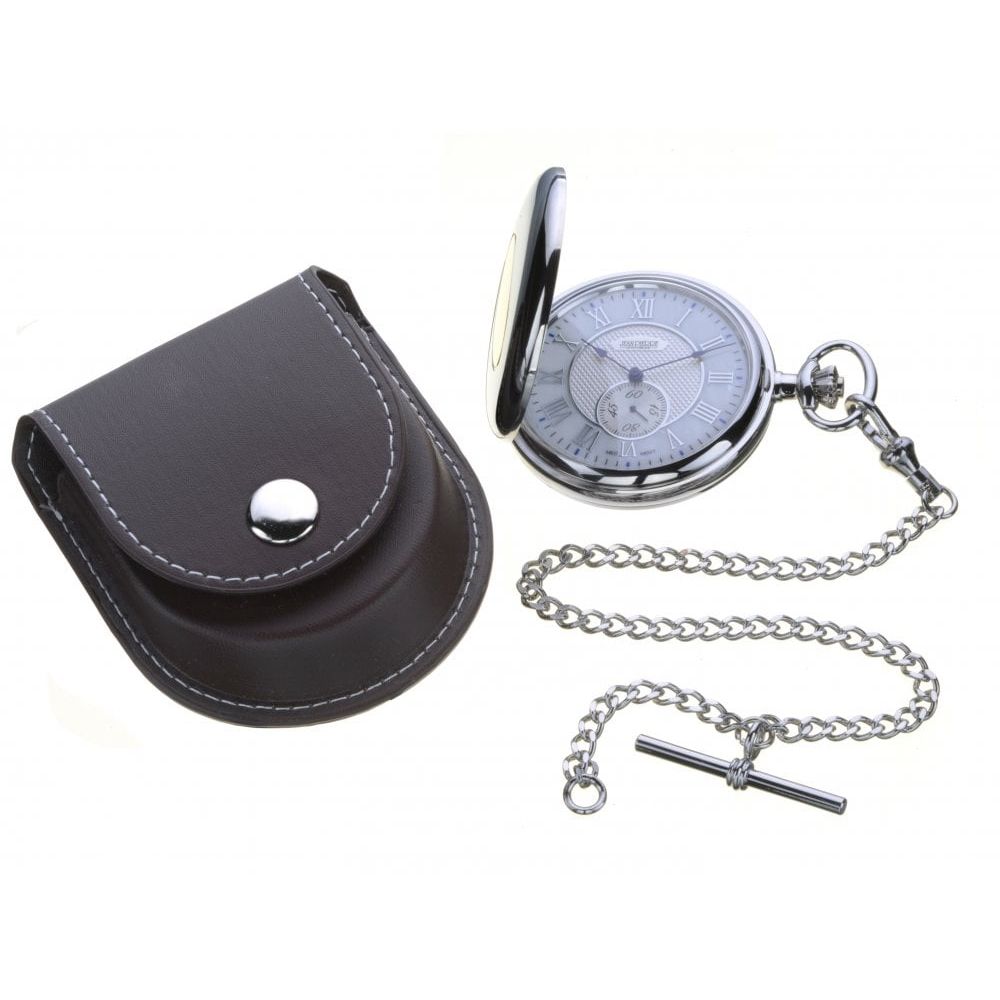 Two Tone Pocket Watch And Leather Case