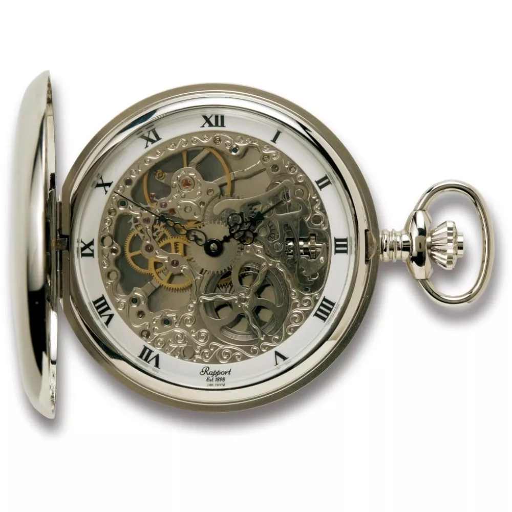 Silver Tone Mechanical  Double Hunter Pocket Watch