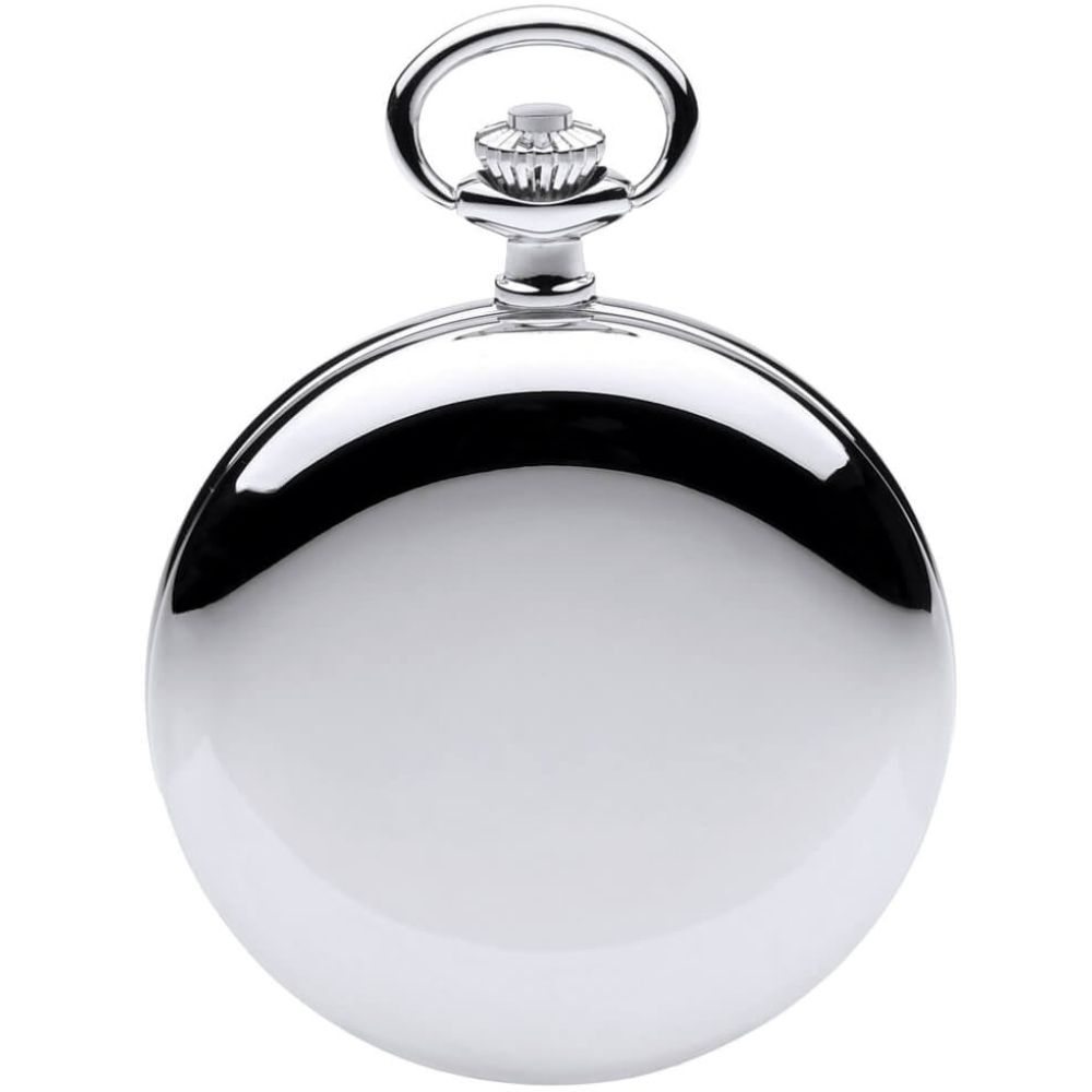 Full Hunter Polished Chrome Quartz Pocket Watch