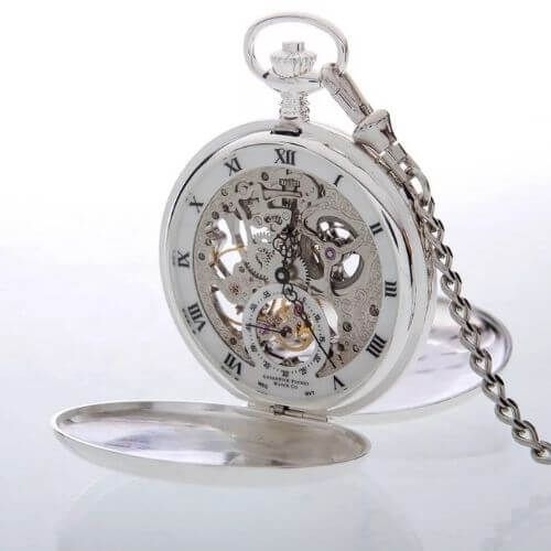 The Beaulieu - Sterling Silver Heartbeat Window Double Hunter Pocket Watch