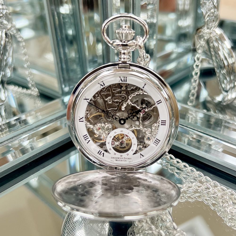 The Buckingham - Sterling Silver Mechanical Double Hunter Pocket Watch