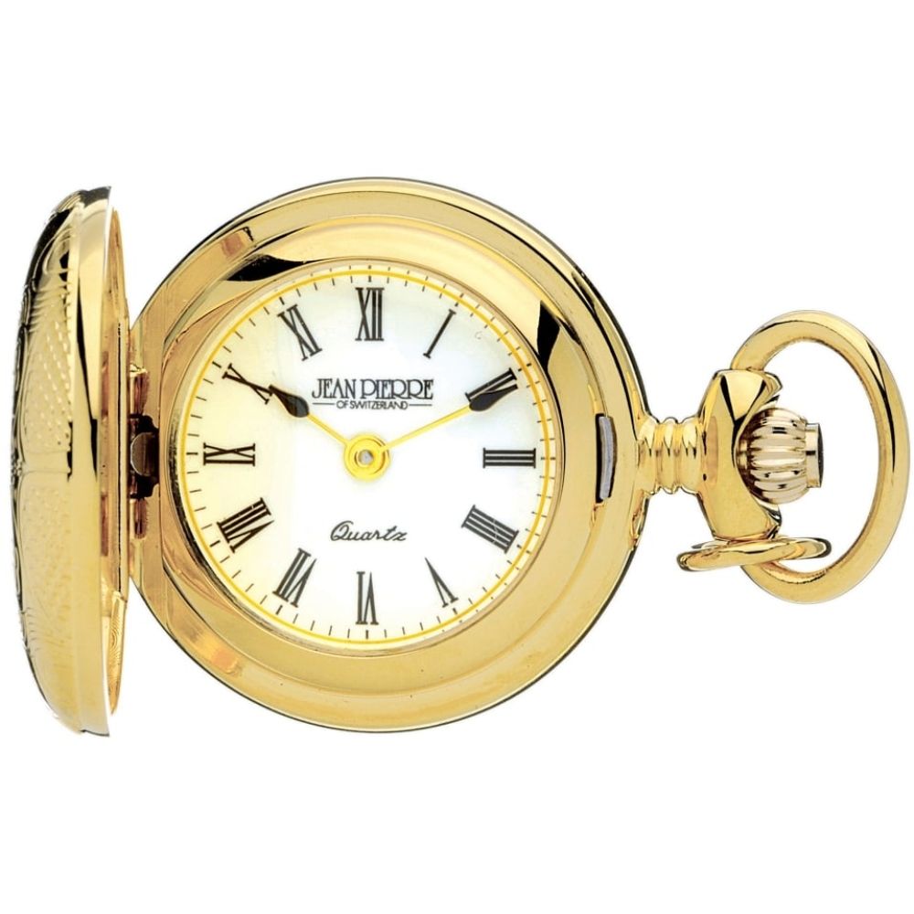 Gold Toned Full Hunter Quartz Pendant Watch
