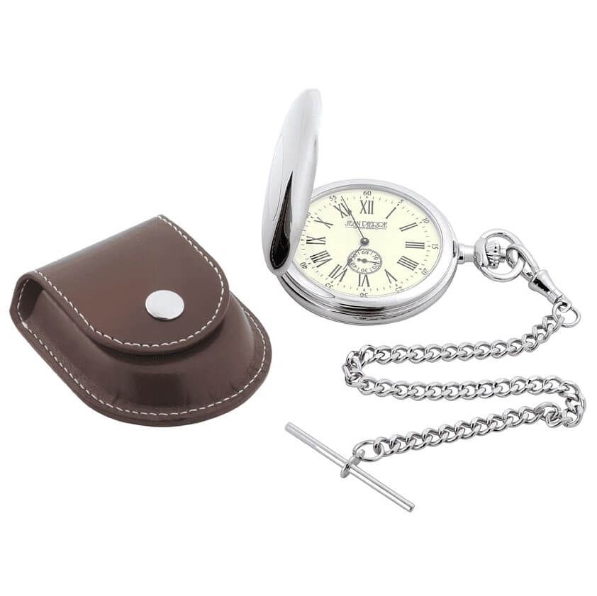 Classic Style Full Hunter Pocket Watch With Leather Case