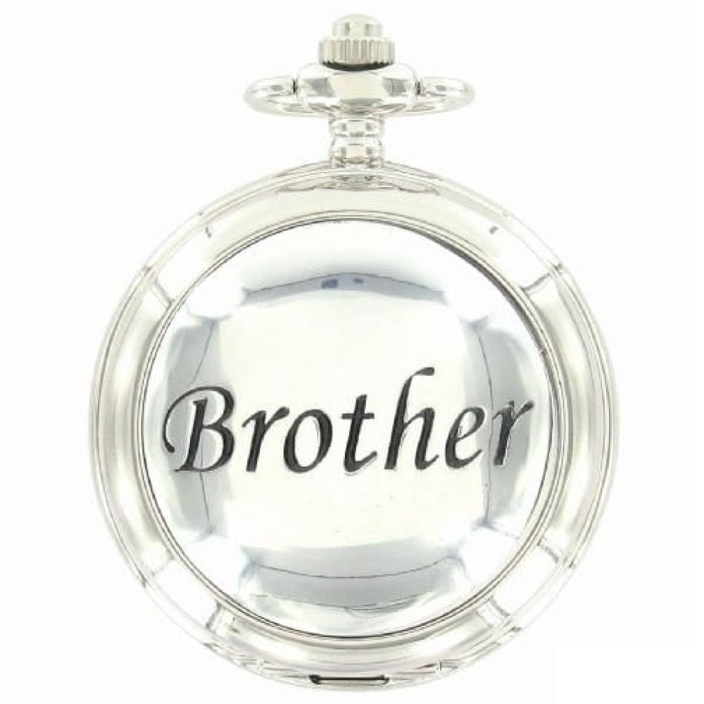 Brother Double Hunter Chrome Pewter Mechanical Pocket Watch