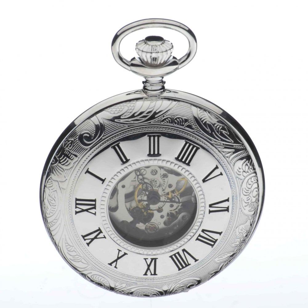 Half Hunter Sterling Silver Mechanical Pocket Watch