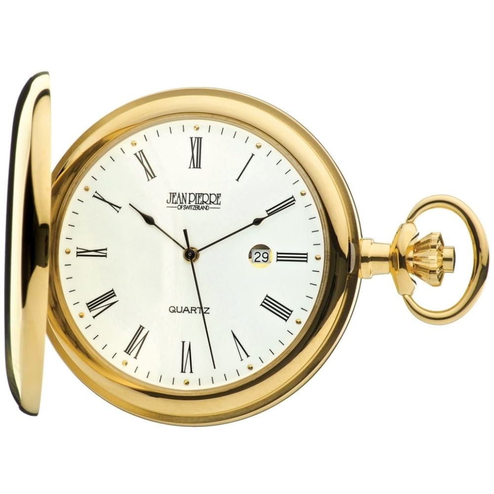 Quartz Gold Toned Full Hunter Pocket Watch