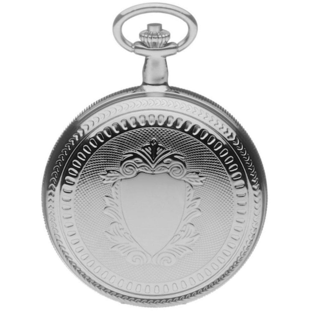 Chrome Polished Mechanical Double Hunter Pocket Watch With Roman Indexes