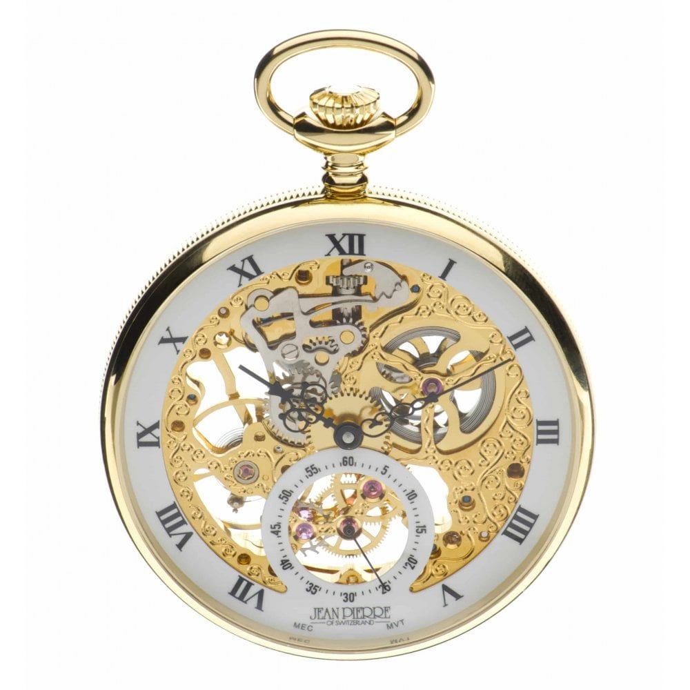Gold Toned Open Face Mechanical Pocket Watch