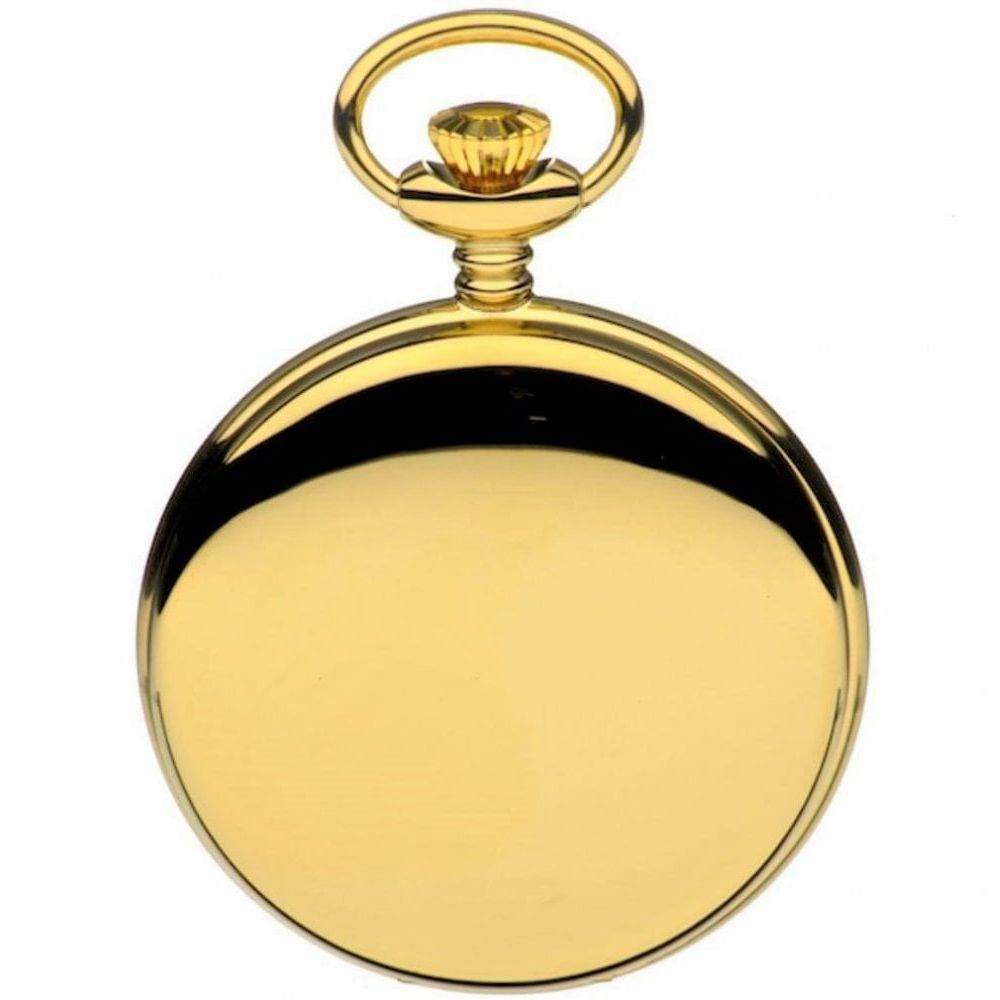 Gold Tone Swiss Quartz Full Hunter Pocket Watch With Roman Indexes