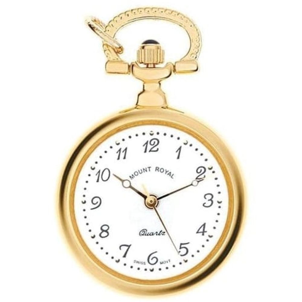 Gold Tone Open Faced Quartz Pendant Necklace Watch With Arabic Indexes