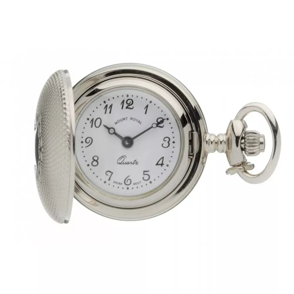 Silver Tone Full Hunter Quartz Pendant Necklace Watch with Pattern