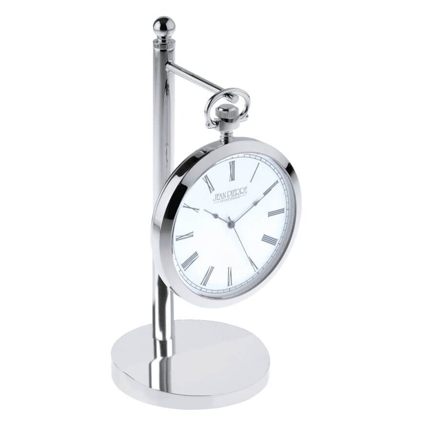 Polished Chrome Executive Desk Clock With Stand