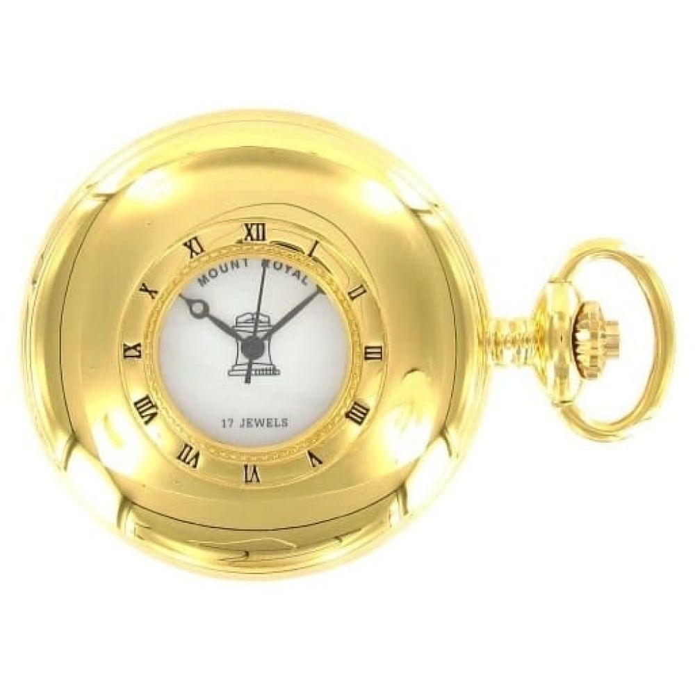 Masonic Gold Toned 17 Jewel Mechanical Half Hunter Pocket Watch