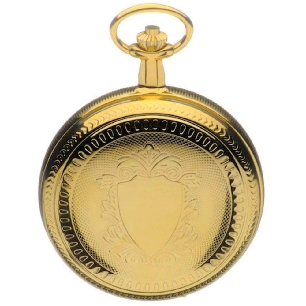 Gold Tone Mechanical Double Hunter Pocket Watch With Roman Indexes