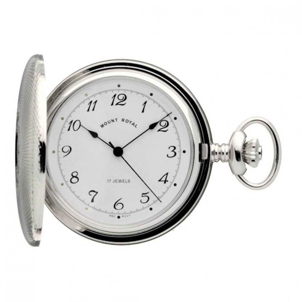 Polished Chrome Full Hunter Mechanical Pocket Watch