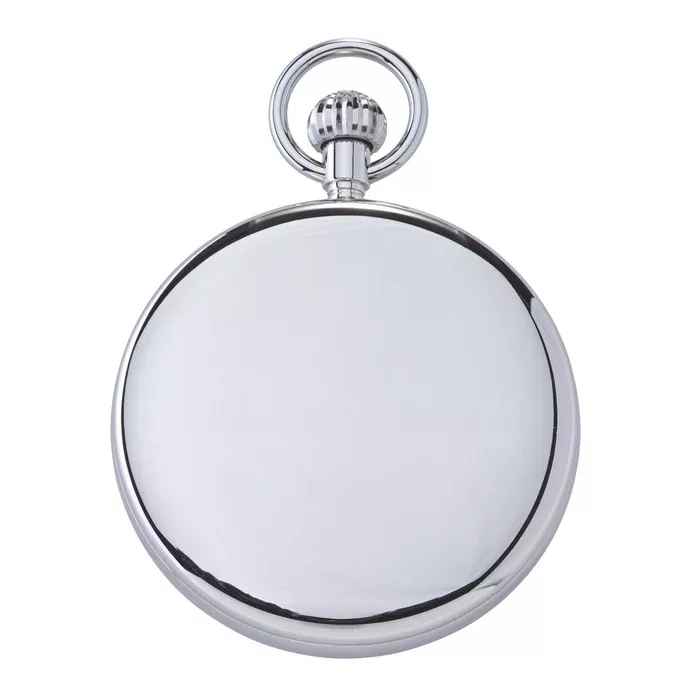 17-Jewel Mechanical Ice Blue Open Face Silver Pocket Watch