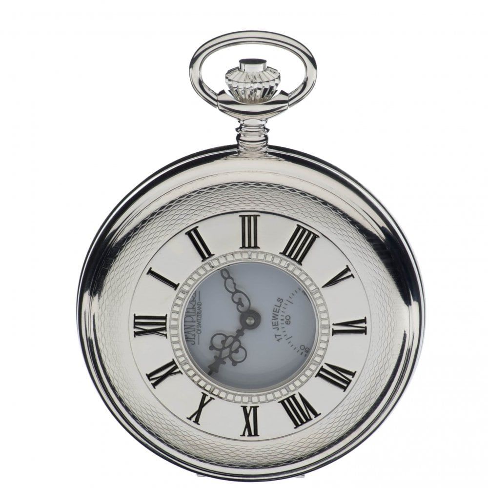 Sterling Silver Half Hunter Mechanical Pocket Watch