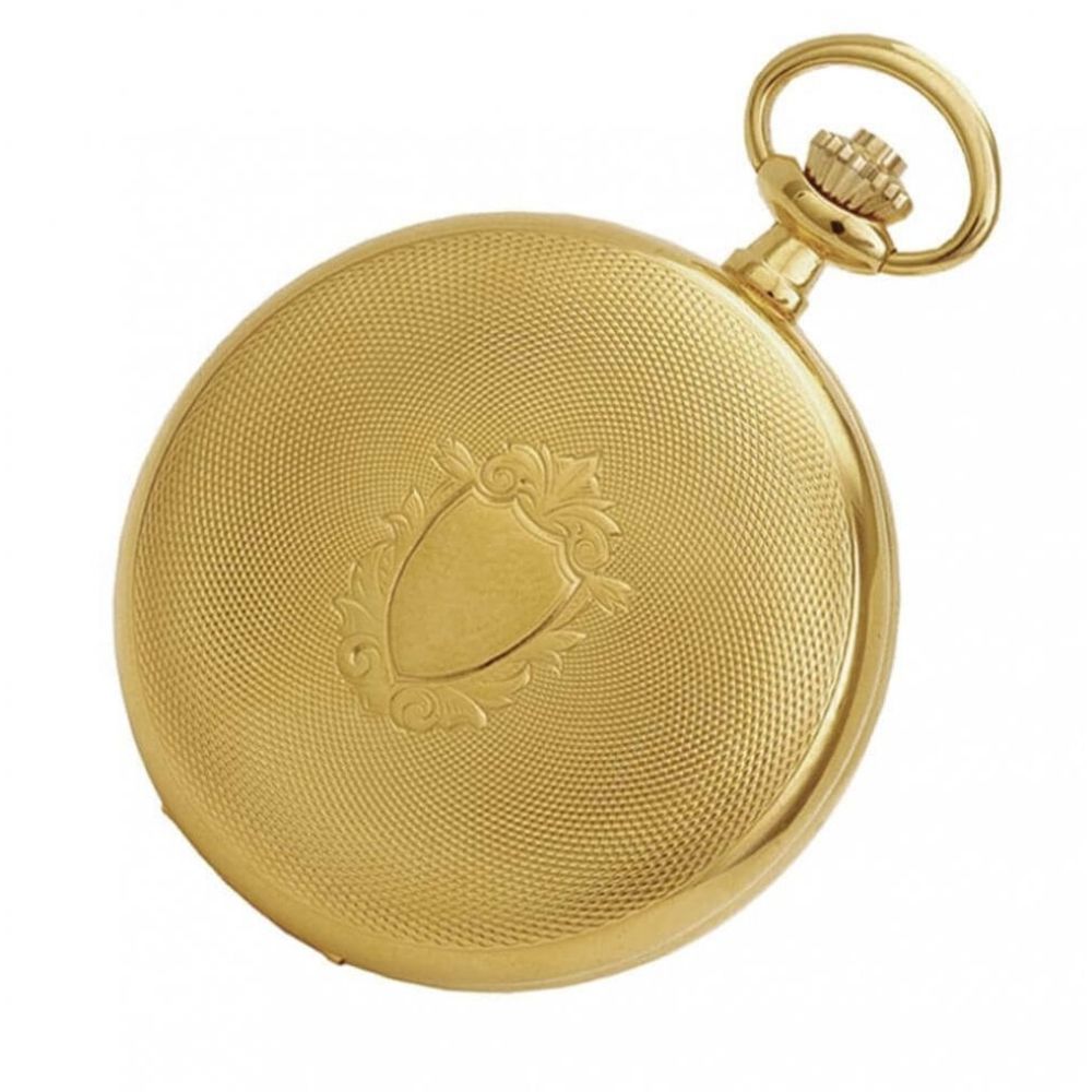 Gold Plated 17 Jewel Swiss Mechanical Half Hunter Pocket Watch 1010