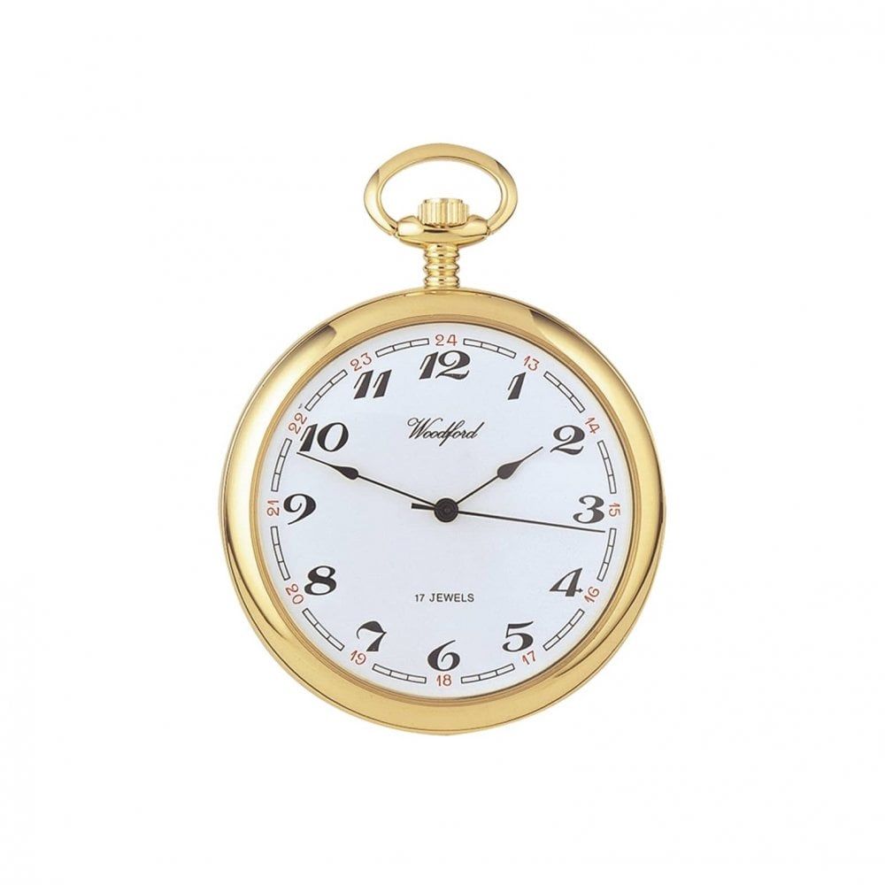 Gold Plated 17 Jewel Mechanical Open Face Pocket Watch