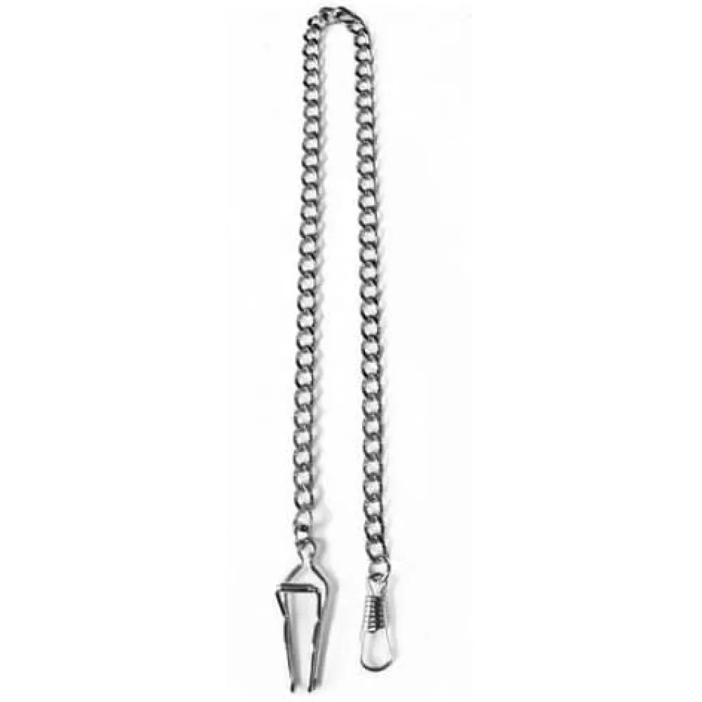 Chrome Plated Belt Loop Pocket Watch Chain B/CP Greenwich Pocket Watch