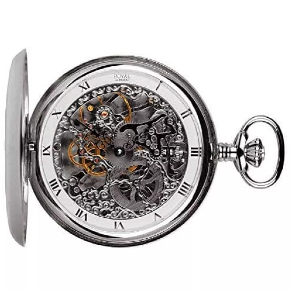 Pvd Plated Double Hunter Mechanical Pocket Watch 9001601 Greenwich